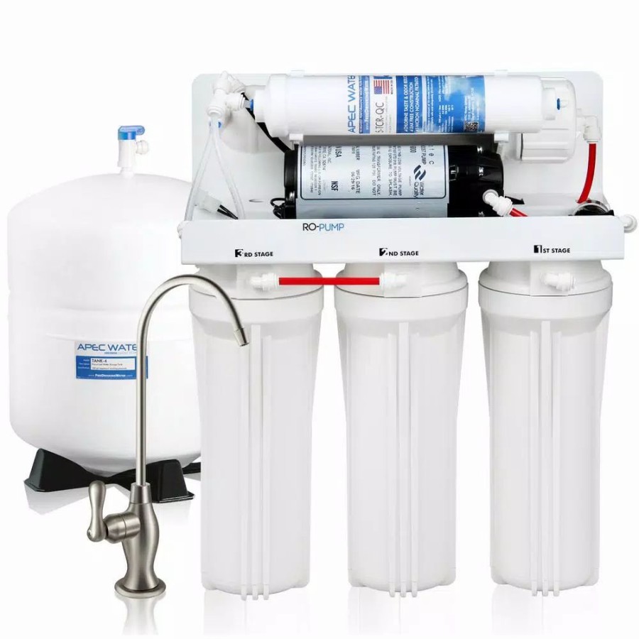 Water Filters * | Water Filtration Systems Apec Water Systems Ultimate Electric Pumped Undersink Reverse Osmosis Water Filtration System 50 Gpd For Low Pressure Home 0-30 Psi 120V Us