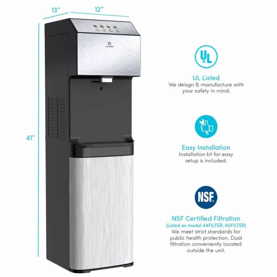 Water Filters * | Water Dispensers Avalon A13 Electric Bottleless Cooler Water Dispenser, Stainless Steel With 3 Temperatures, Self Cleaning