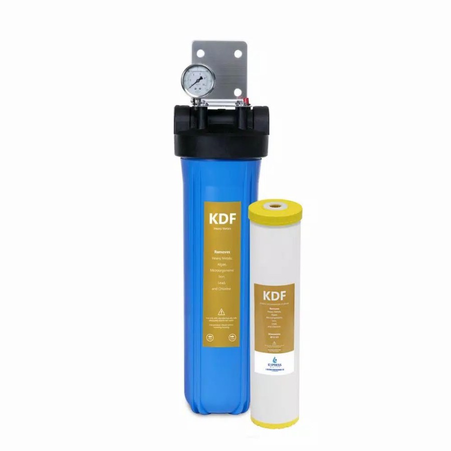 Water Filters * | Water Filtration Systems Express Water Whole House 1-Stage Water Filtration System Heavy Metal Kdf Filter Pressure Gauge, Easy Release, 1 In. Connections