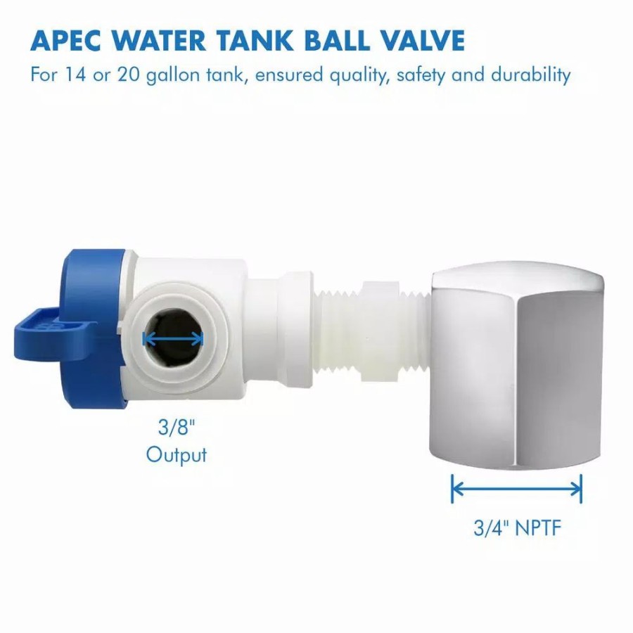 Water Filters * | Water Filter Parts Apec Water Systems Tank Ball Valve 3/4 In. Nptf 3/8 In. Output For Reverse Osmosis Storage Tank (Upgraded System With 14/20 Gal. Tank)