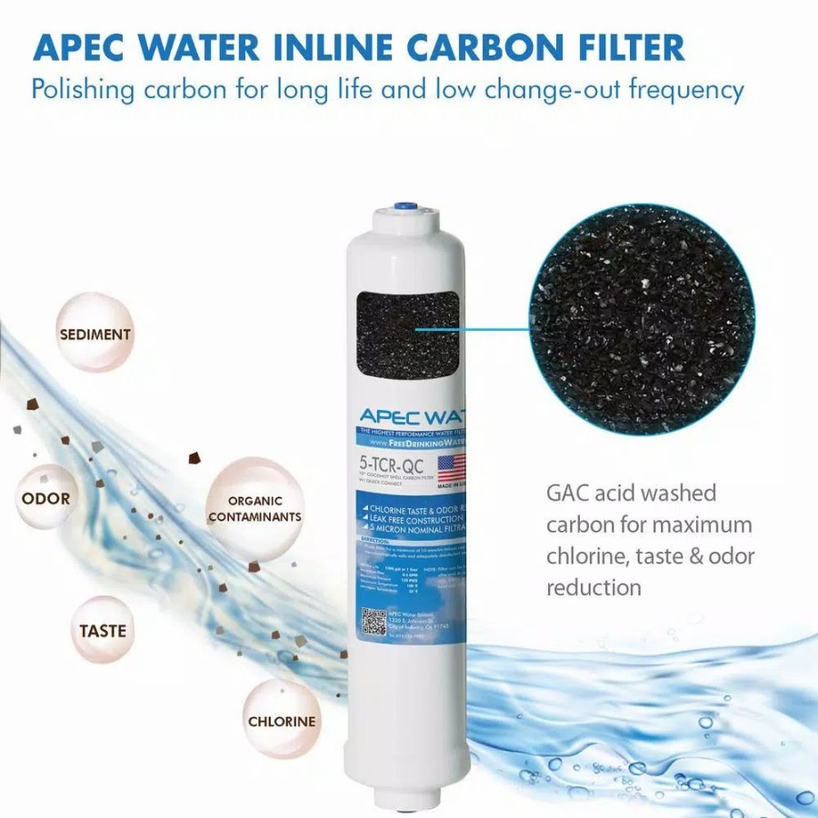 Water Filters * | Replacement Water Filters Apec Water Systems Ultimate 10 In. Inline Carbon Filter With 1/4 In. Quick Connect