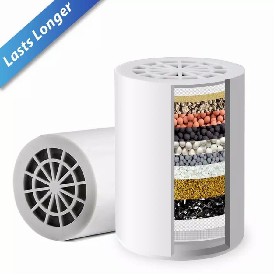 Water Filters * | Replacement Water Filters Ispring 15-Stage Shower Filter Replacement Cartridge, Improves Conditions Of Skin, Hair, And Nails, White