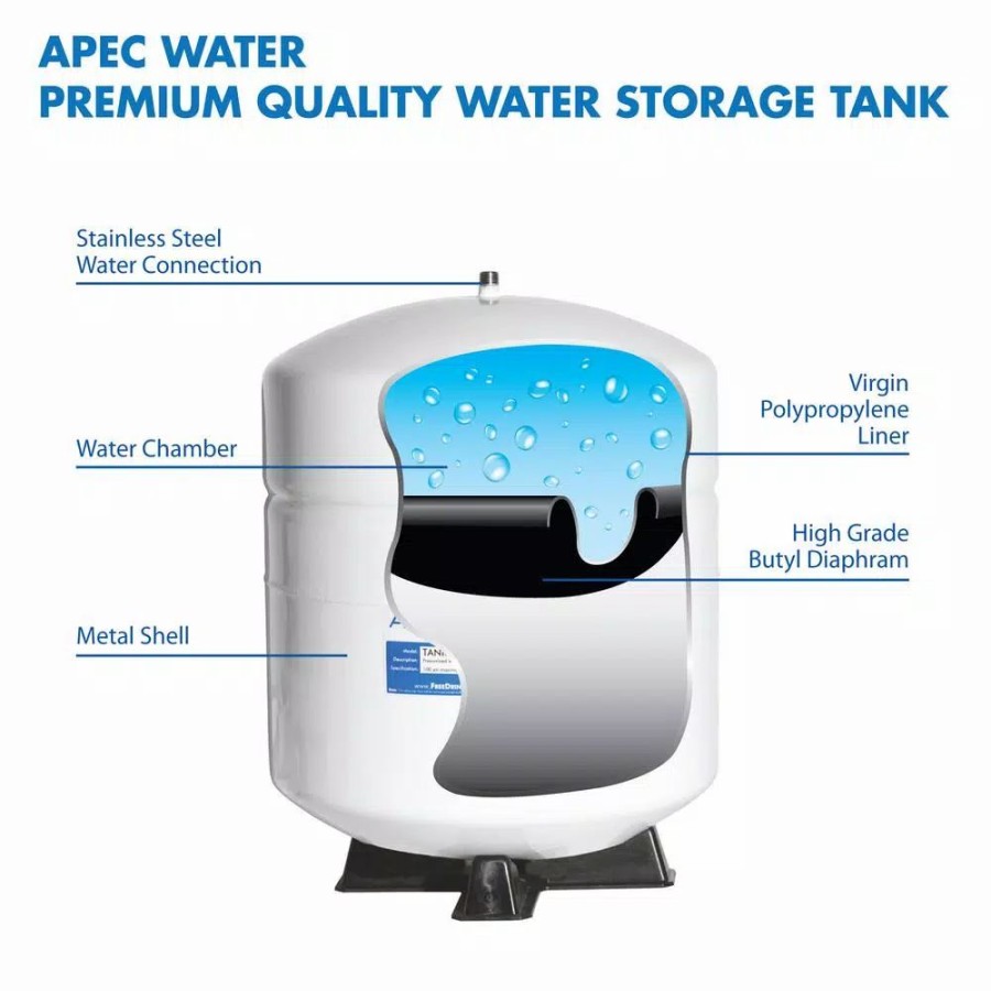 Water Filters * | Water Filter Parts Apec Water Systems 3 Gal. Pre-Pressurized Residential Reverse Osmosis Drinking Water Storage Tank