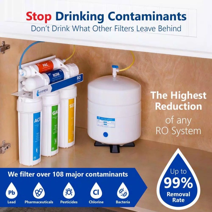 Water Filters * | Water Filtration Systems Express Water Express Water Reverse Osmosis 5 Stage Water Filtration System Nsf Certified Faucet, Tank And 4 Filters 100 Gpd