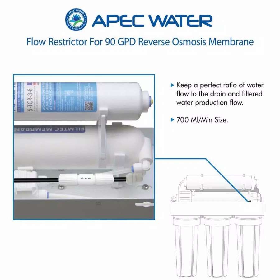Water Filters * | Water Filter Parts Apec Water Systems 700 Ml/Min Flow Restrictor For 90 Gpd Reverses Osmosis System With 1/4 In. Quick Connect