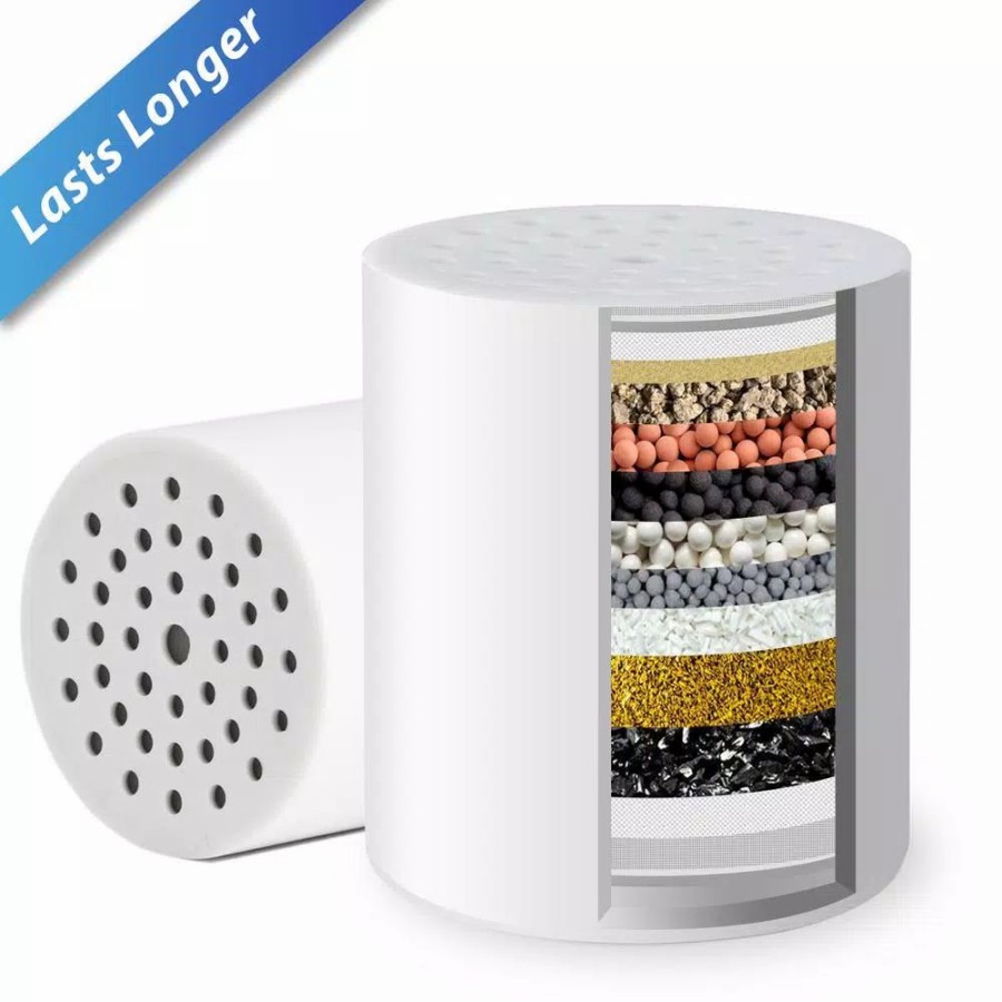 Water Filters * | Replacement Water Filters Ispring Universal 15-Stage Shower Filter Replacement Cartridge, Better Skin, Hair, And Nails, White