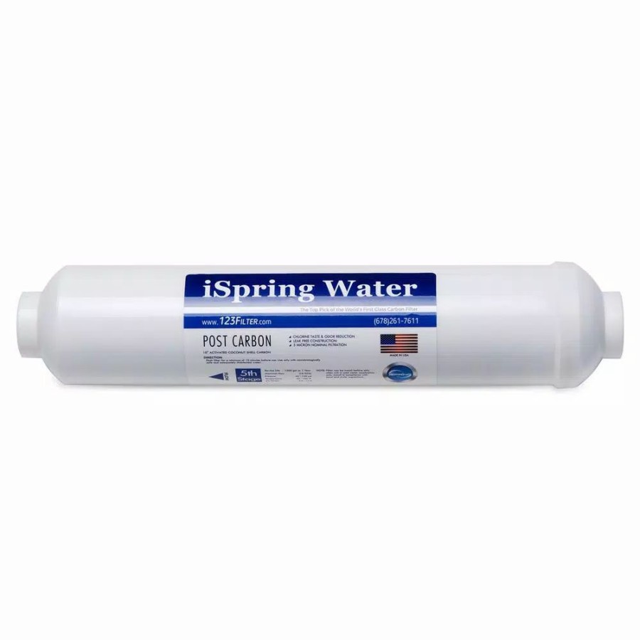 Water Filters * | Replacement Water Filters Ispring Ft15Us Premium Universal Inline Activated Post Carbon Replacement Water Filter Cartridge With Quick Connect Fittings