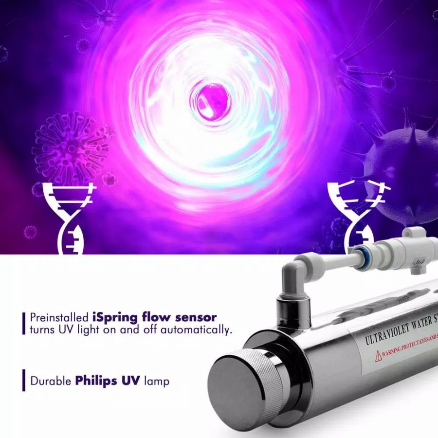 Water Filters * | Water Filtration Systems Ispring Rcc7U 6-Stage With Uv Water Filter 75Gpd Under Sink Reverse Osmosis Drinking Water Filtration System