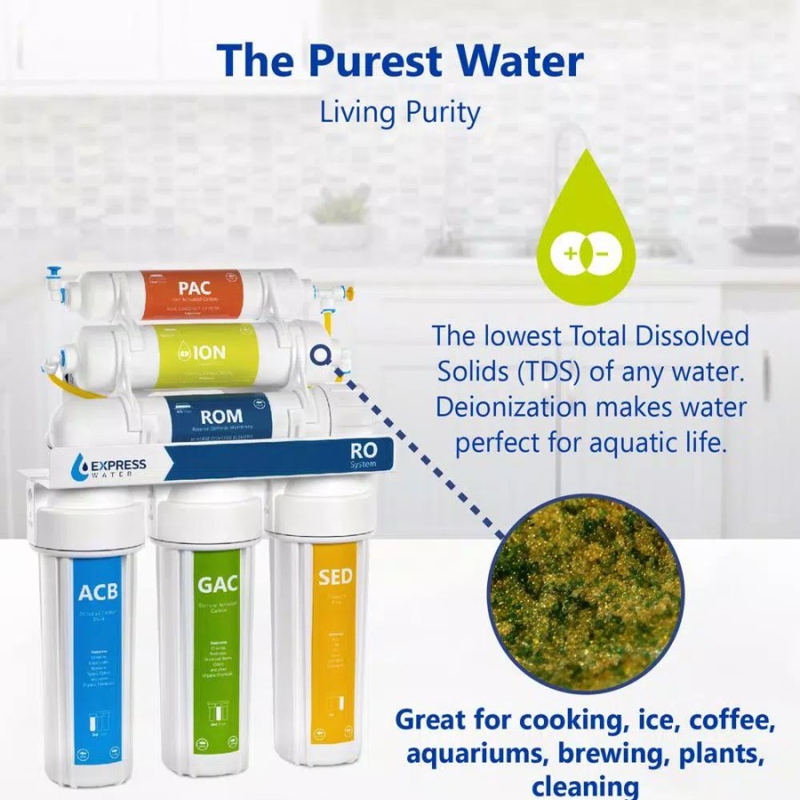 Water Filters * | Water Filtration Systems Express Water Express Water Reverse Osmosis Deionization 6 Stage Water Filtration System With Faucet And Tank 100 Gpd