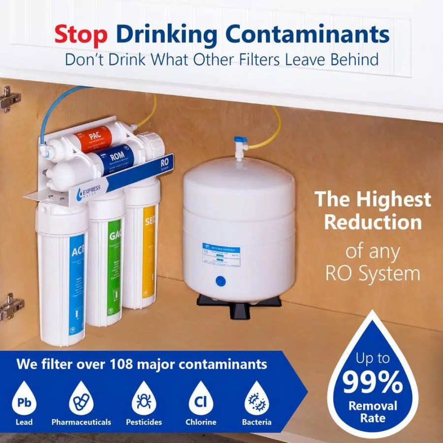 Water Filters * | Water Filtration Systems Express Water Express Water Reverse Osmosis 5 Stage Water Filtration System With Faucet, Tank, And 4 Replacement Filters 100 Gpd