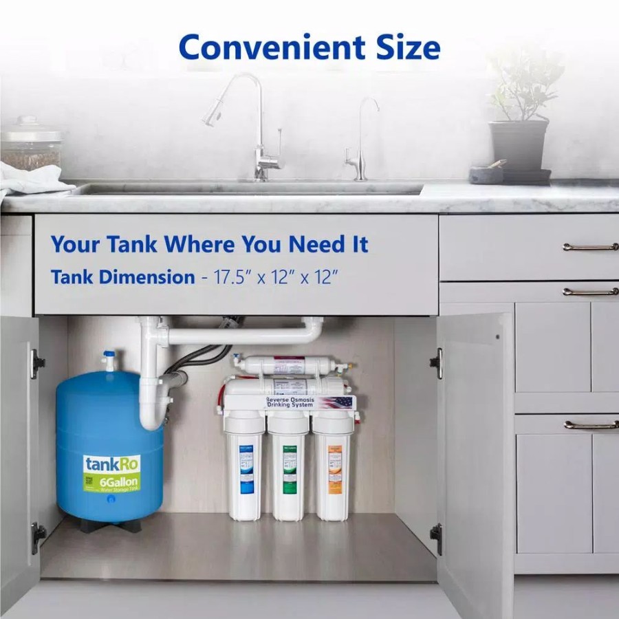 Water Filters * | Water Filter Parts Express Water Tankro Ro Water Filtration System Expansion Tank 6 Gallon Water Capacity Reverse Osmosis Storage Pressure Tank