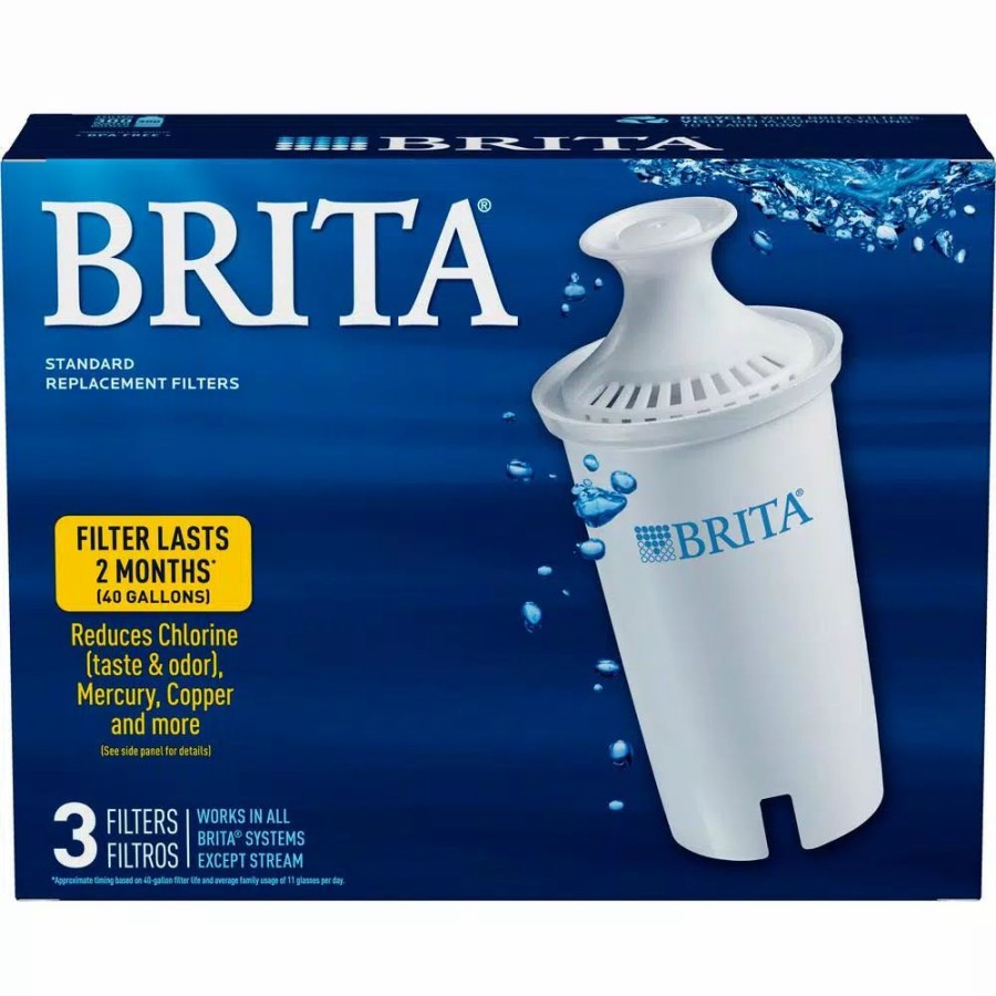 Water Filters * | Water Filter Pitchers Brita Replacement Water Filter Cartridge For Water Pitcher And Dispensers (3-Pack), Bpa Free